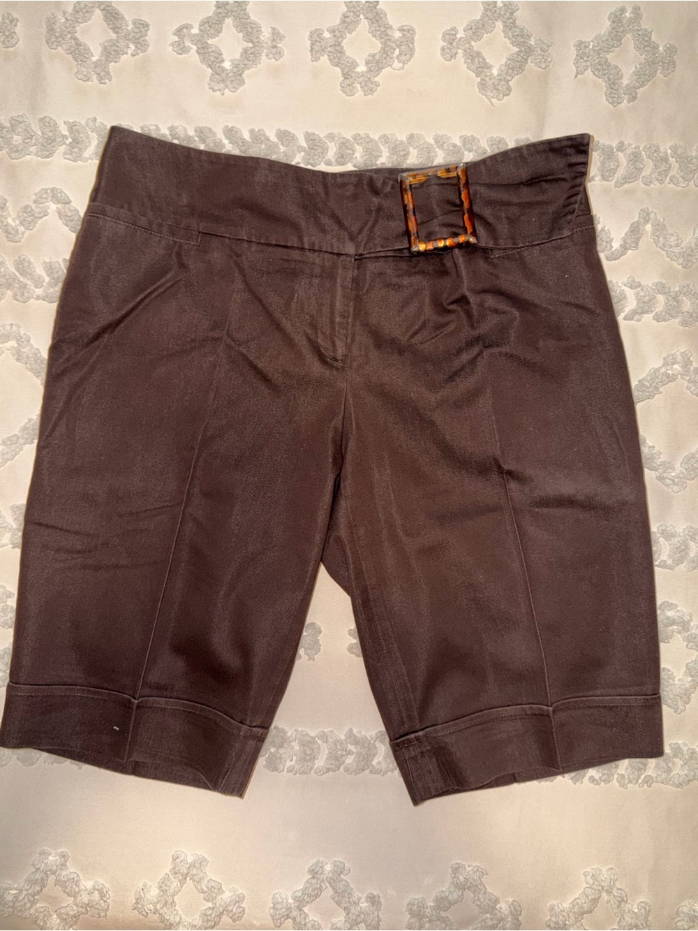 Alyx Dark Brown Belted Bermuda Shorts with Tortoiseshell Buckle